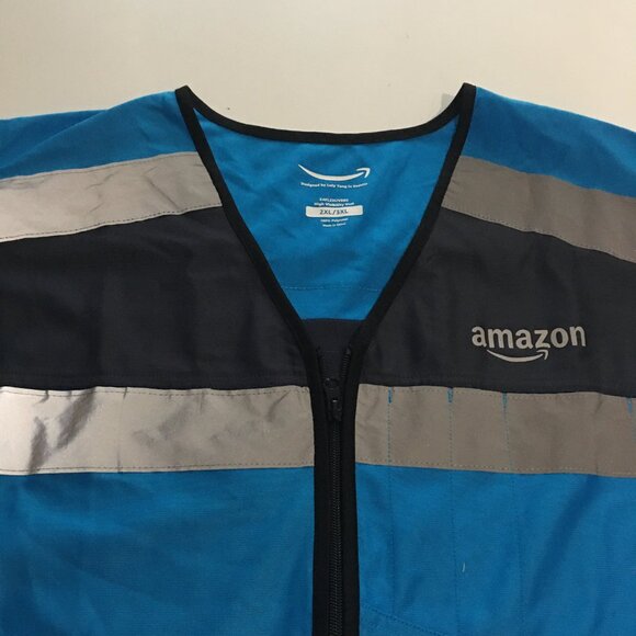 Amazon Blue Employee Uniform High Visibility Vest Sleeveless Zip Up Size 2XL/3XL - Picture 2 of 7